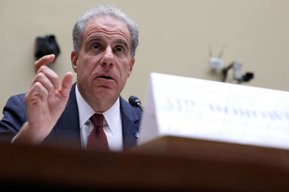 PHOTO: U.S. Justice Department Inspector General Michael Horowitz testifies before the House Oversight and Government Reform Committee on Capitol Hill in Washington, Sept. 18, 2019.