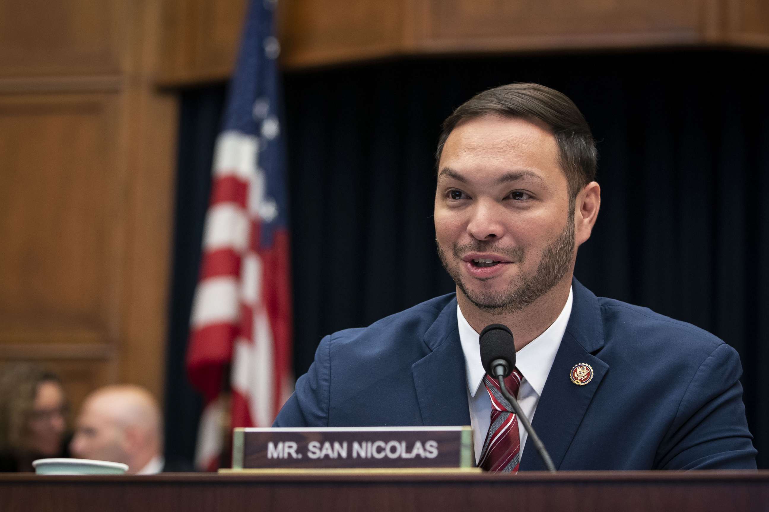 PHOTO: Representative Michael San Nicolas, a Democrat from Guam, speaks during a House Financial Services Committee hearing in Washington, D.C., on Oct. 23, 2019.