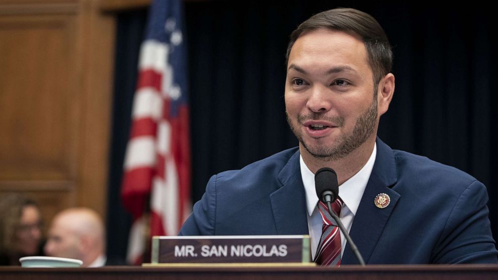 PHOTO: Representative Michael San Nicolas, a Democrat from Guam, speaks during a House Financial Services Committee hearing in Washington, D.C., on Oct. 23, 2019.