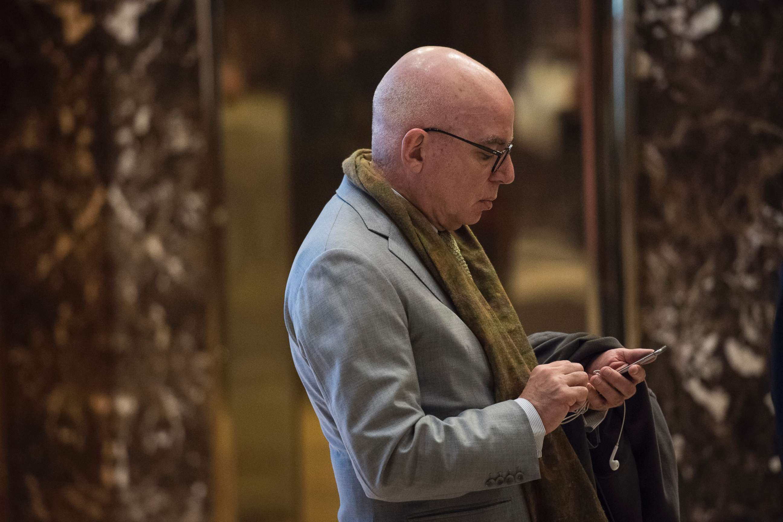 PHOTO: Michael Wolff stands in the lobby at Trump Tower in New York, Jan. 12, 2017.
