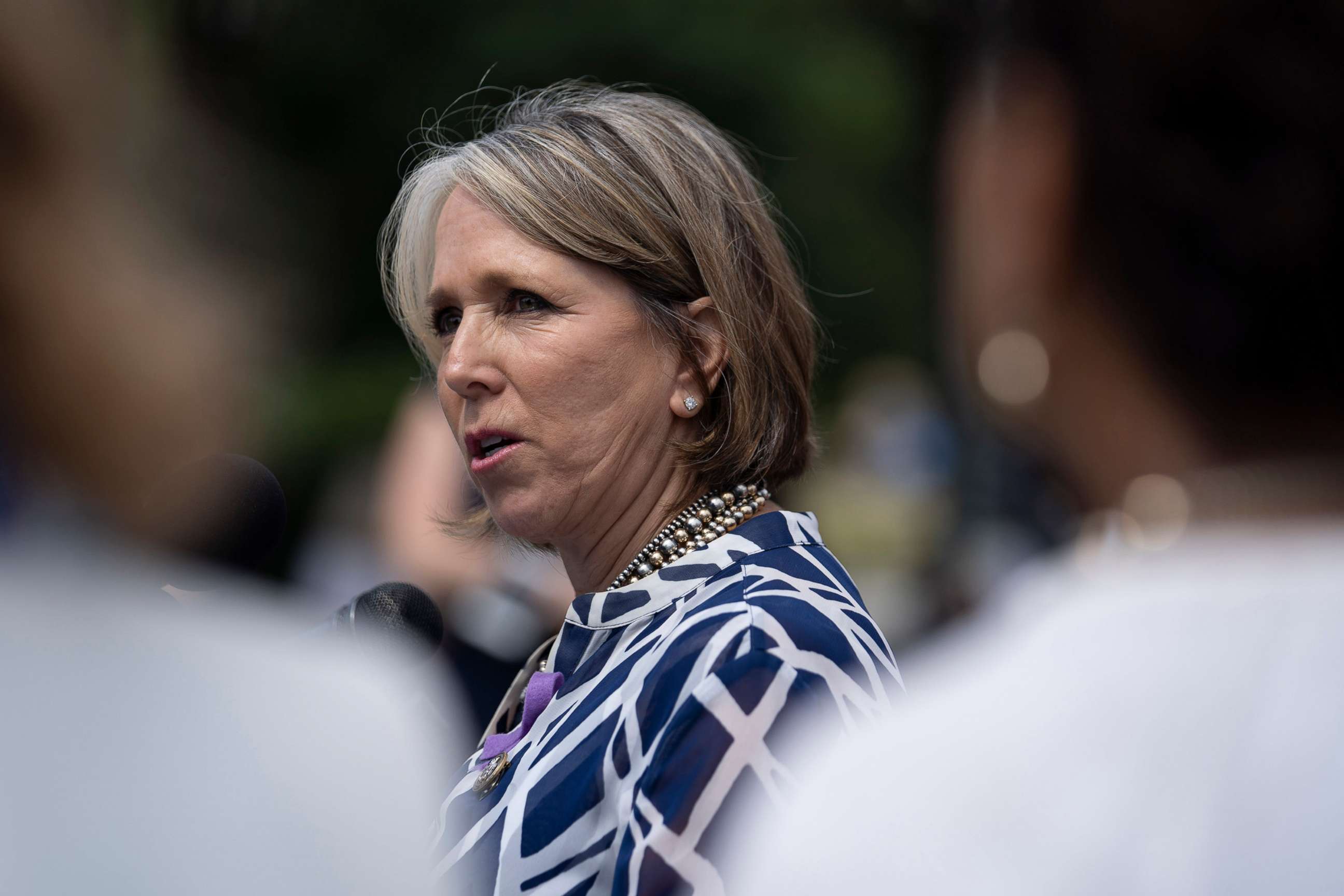 PHOTO: Rep. Michelle Lujan Grisham speaks during a news conference on immigration to condemn the Trump Administration's "zero tolerance" immigration policy, outside the US Capitol in Washington, June 13, 2018.