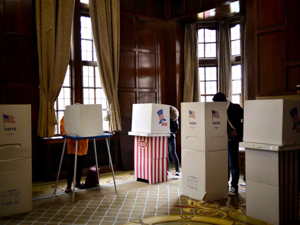 PHOTO: People vote inside the Michigan League building in Ann Arbor, Mich., Nov. 6, 2018.