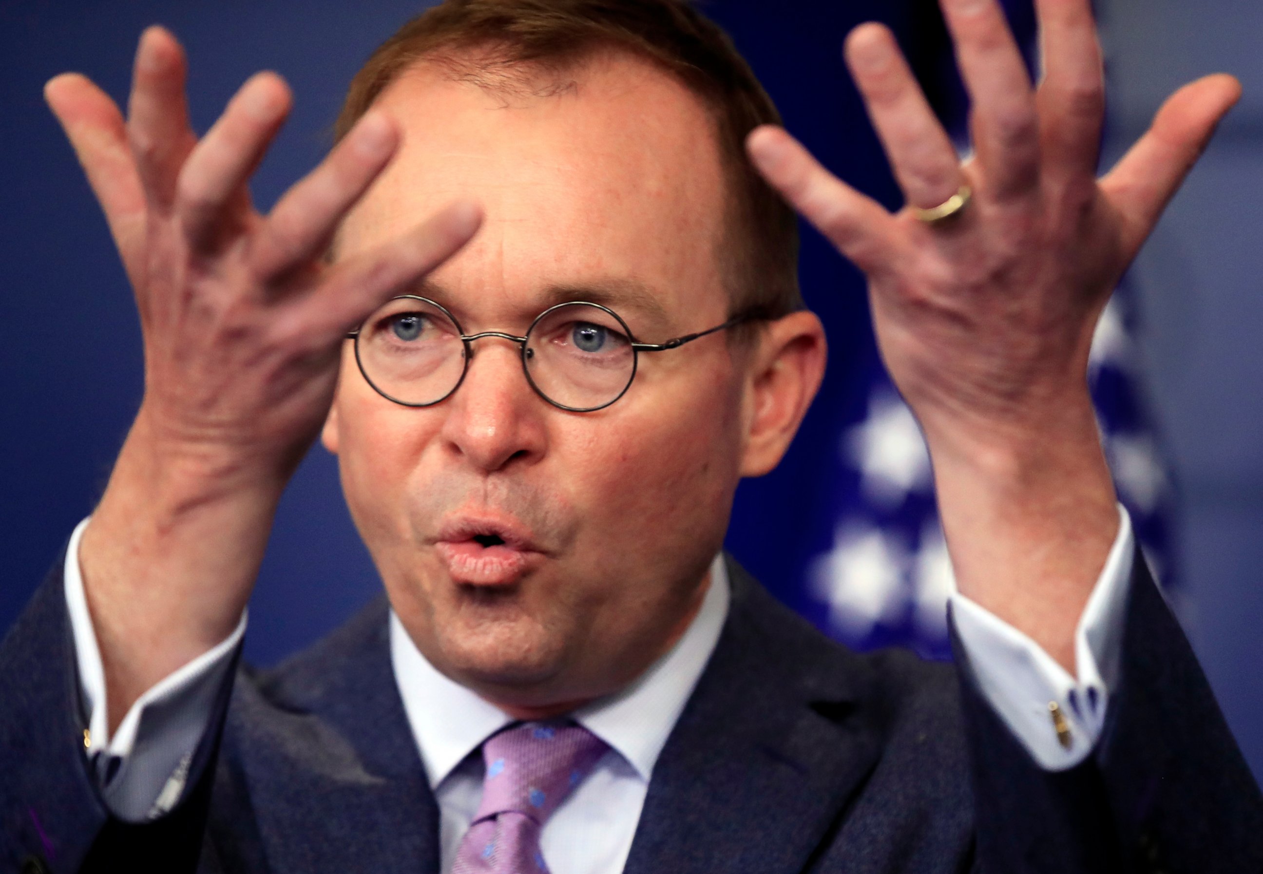 PHOTO: In this March 22, 2018, file photo, Office of Management and Budget Director Mick Mulvaney speaks in the Brady press briefing room at the White House in Washington. President Donald Trump has named Mulvaney as his new chief of staff.