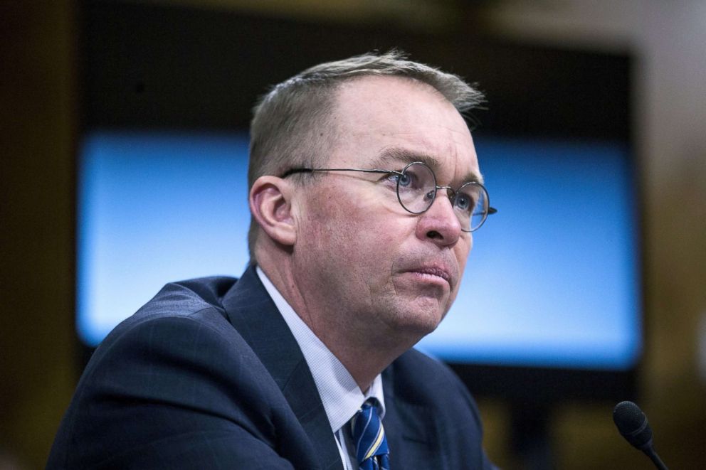 PHOTO: Mick Mulvaney, director of the Office of Management and Budget (OMB), listens during a Senate Budget Committee hearing in Washington, Feb. 13, 2018.