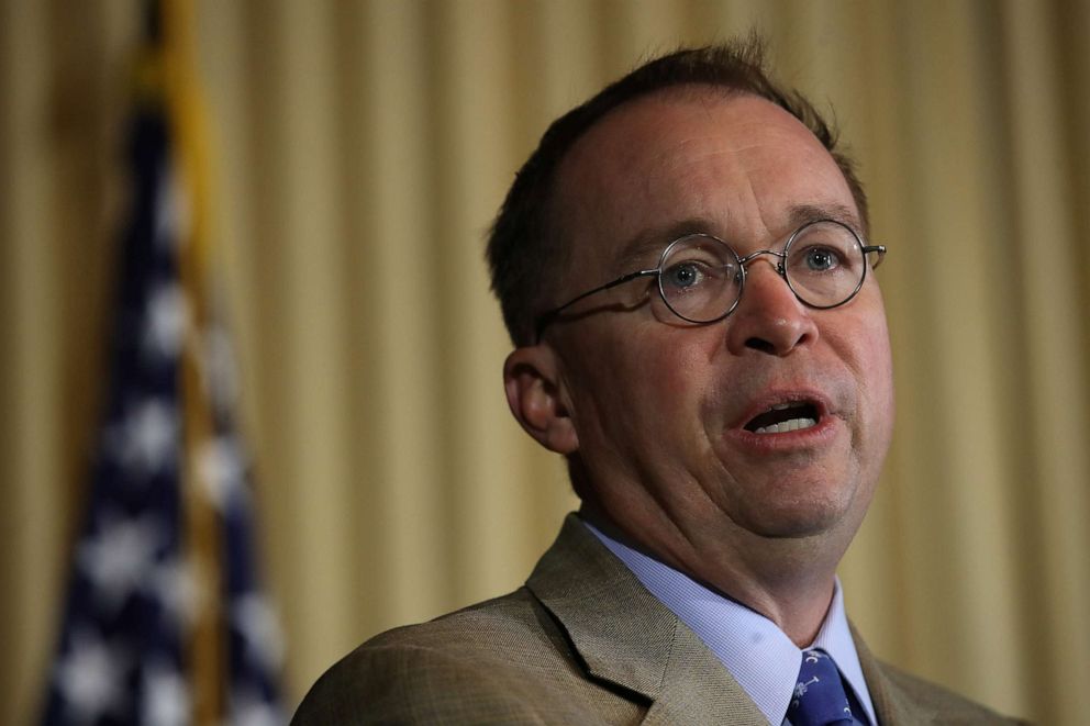 PHOTO: Acting White House Chief of Staff Mick Mulvaney delivers remarks at a ceremony at EPA headquarters June 19, 2019, in Washington.