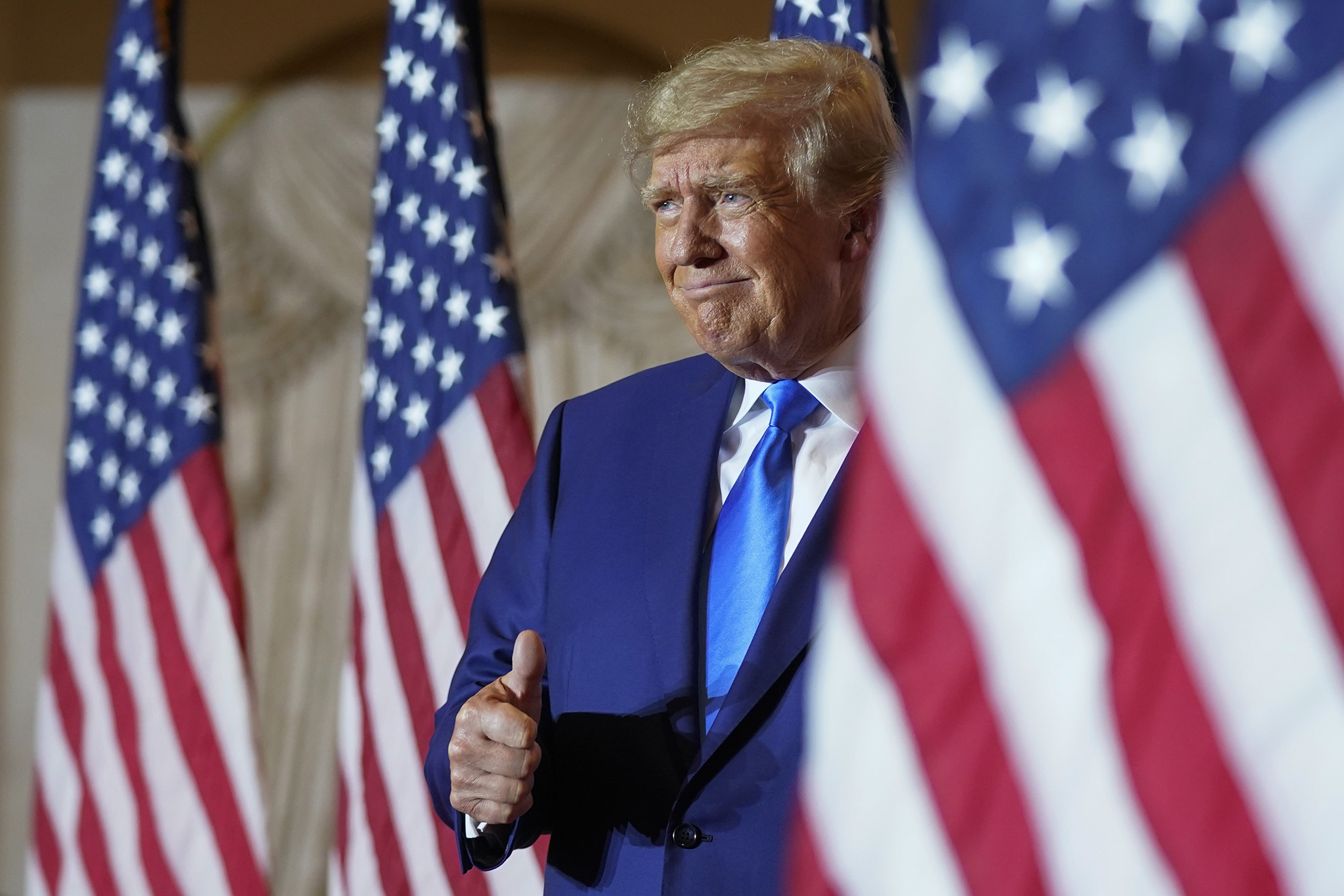 PHOTO: Former President Donald Trump speaks at Mar-a-lago on Election Day in Palm Beach, Fla., Nov. 8, 2022.