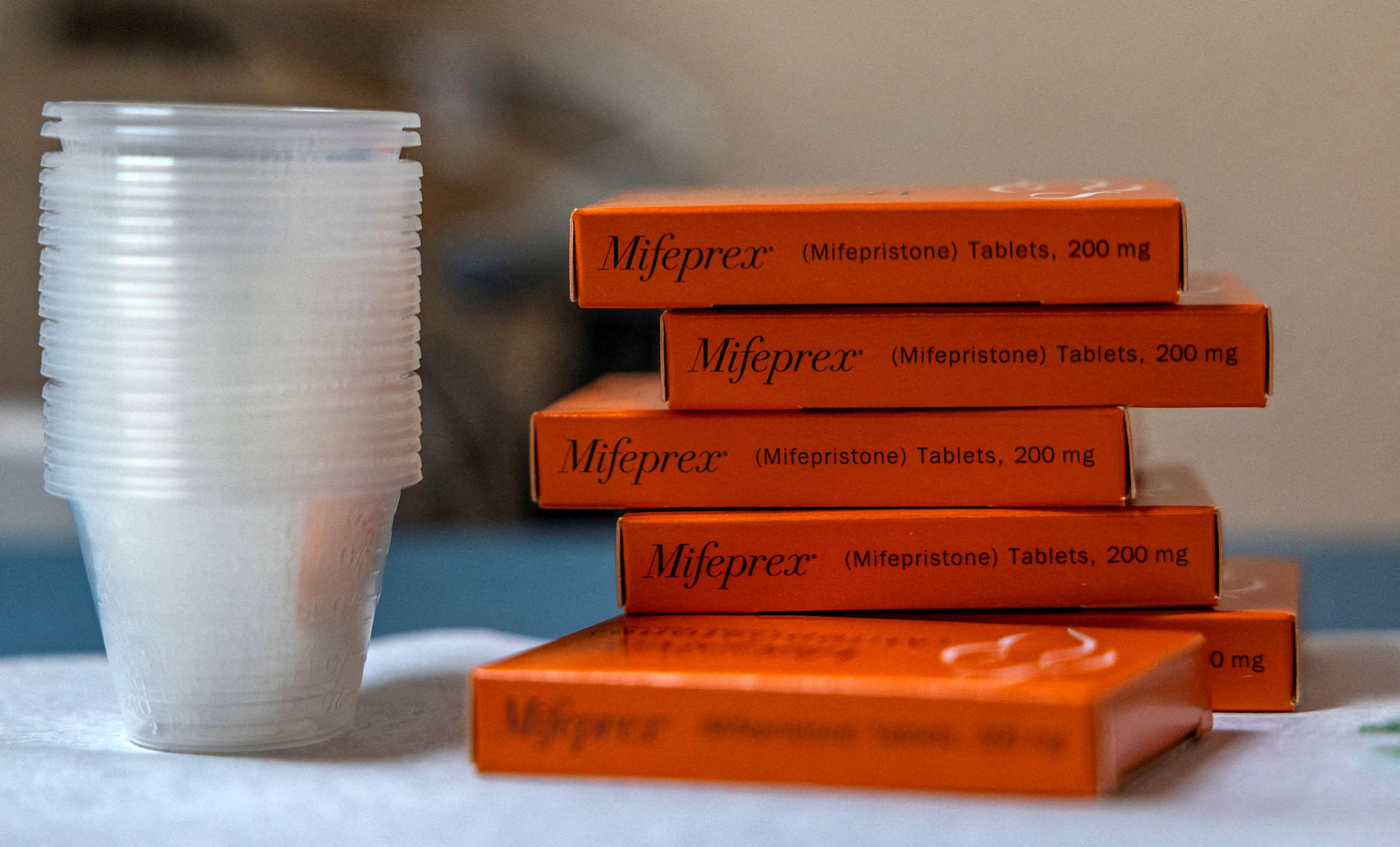 PHOTO: Boxes of mifepristone, the first pill given in a medical abortion, are prepared for patients at Women's Reproductive Clinic of New Mexico in Santa Teresa, New Mexico, January 13, 2023.