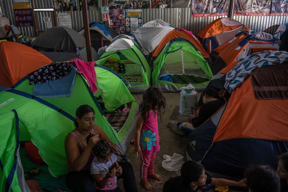 PHOTO: Tents setup at a migrant shelter in Tijuana, Mexico, Sep. 11, 2021.