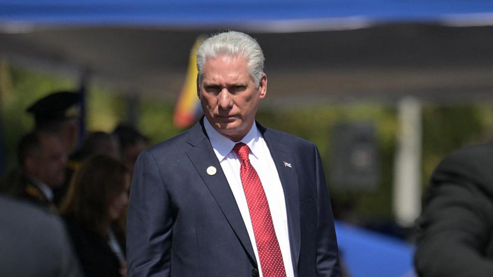 PHOTO: Cuba's President Miguel Diaz-Canel arrives for a ceremony at the Fort Tiuna military base during Venezuela's President Nicolas Maduro's inauguration in Caracas, on Jan. 10, 2025