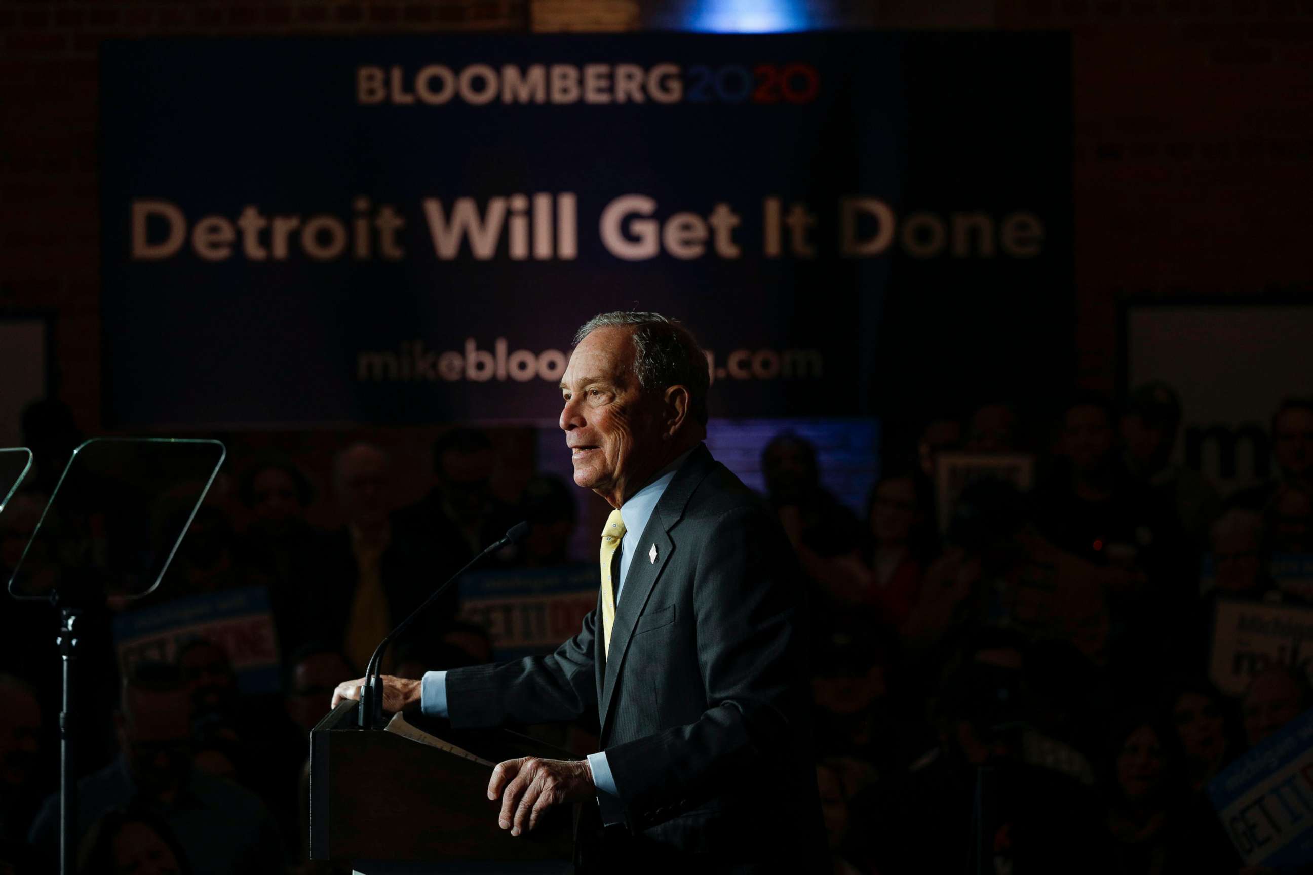 PHOTO: Democratic presidential candidate Mike Bloomberg holds a campaign rally in Detroit, Feb. 4, 2020.