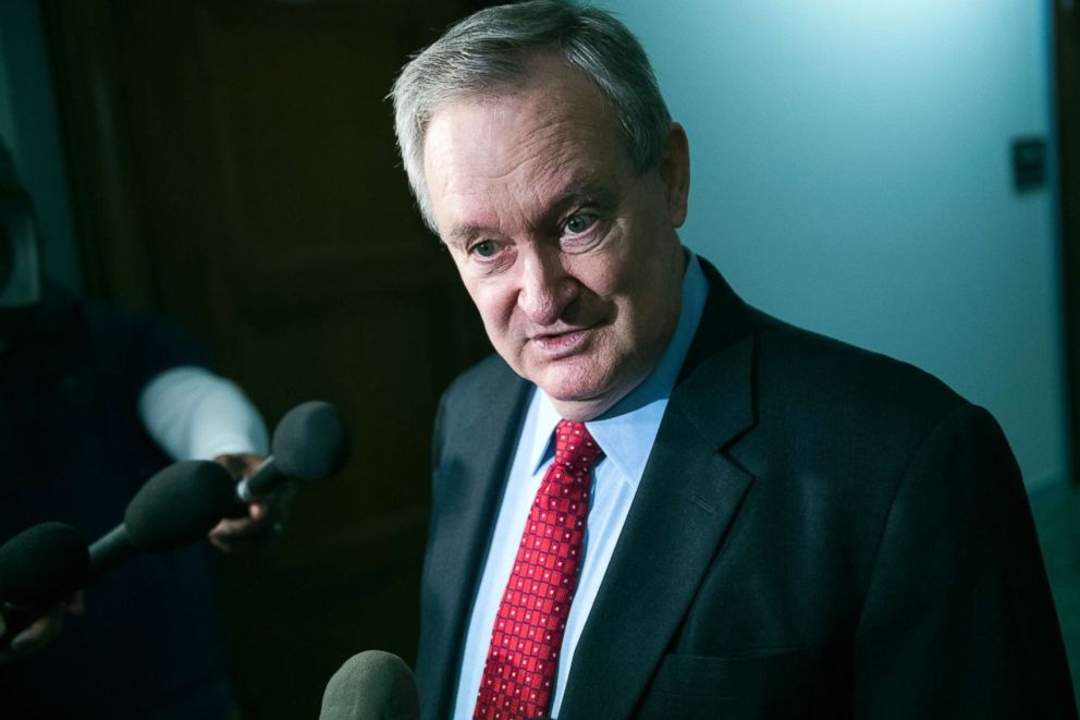 PHOTO: Sen. Mike Crapo talks with reporters before a Senate Judiciary Committee hearing on judicial nominations, Oct. 24, 2018, in Washington, DC.