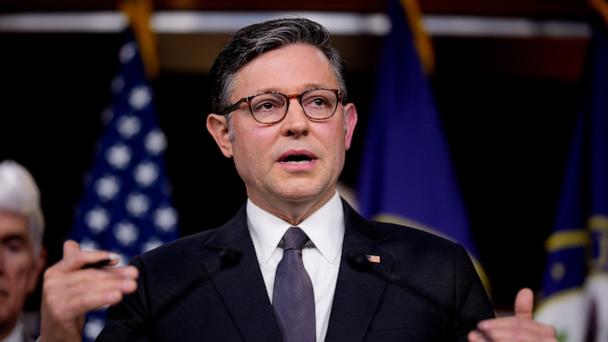 Speaker of the House Rep. Mike Johnson speaks during a news conference following a House Republican conference meeting at the U.S. Capitol on May 6, 2025 in Washington, DC.