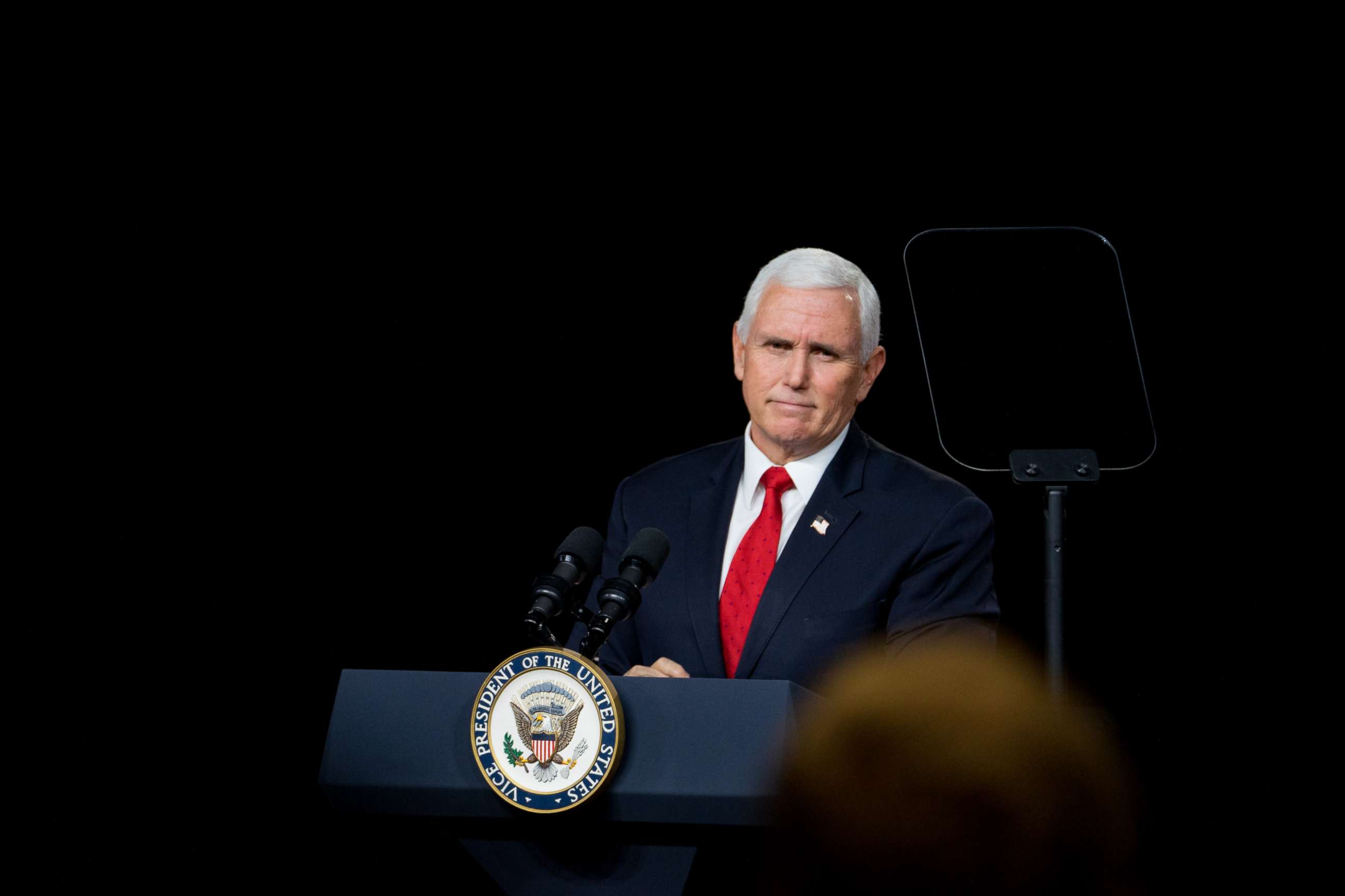 PHOTO: Vice President Mike Pence speaks during a visit to Rock Springs Church to campaign for GOP Senate candidates on Jan. 4, 2021, in Milner, Ga.