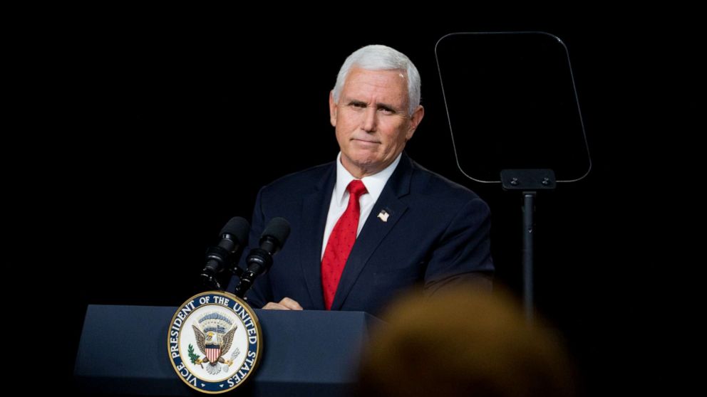 PHOTO: Vice President Mike Pence speaks during a visit to Rock Springs Church to campaign for GOP Senate candidates on Jan. 4, 2021, in Milner, Ga.