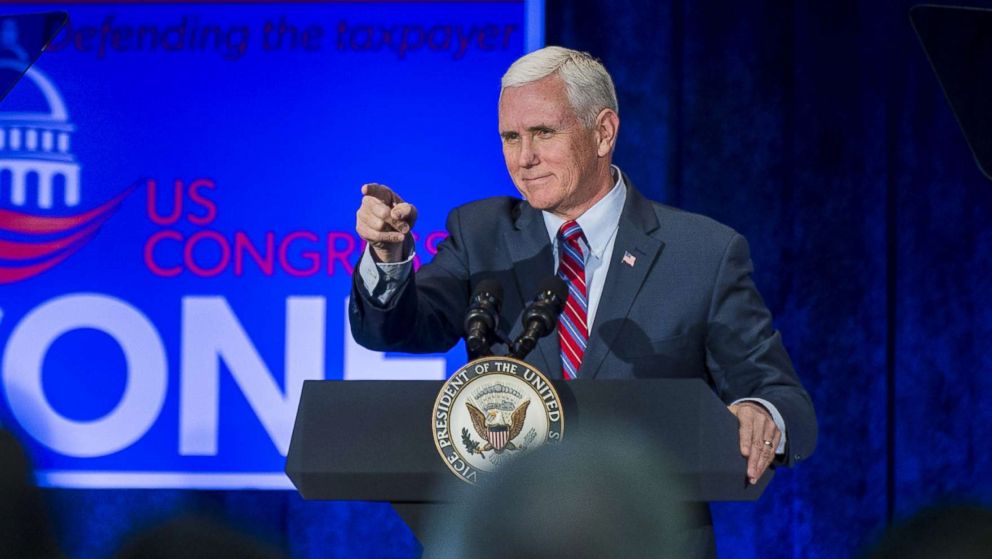 Vice President Mike Pence speaks during a campaign event for Pennsylvania congressional candidate Rick Saccone, at the Bethel Park Community Center  on Feb. 2, 2018 in Bethel Park, Pa.
