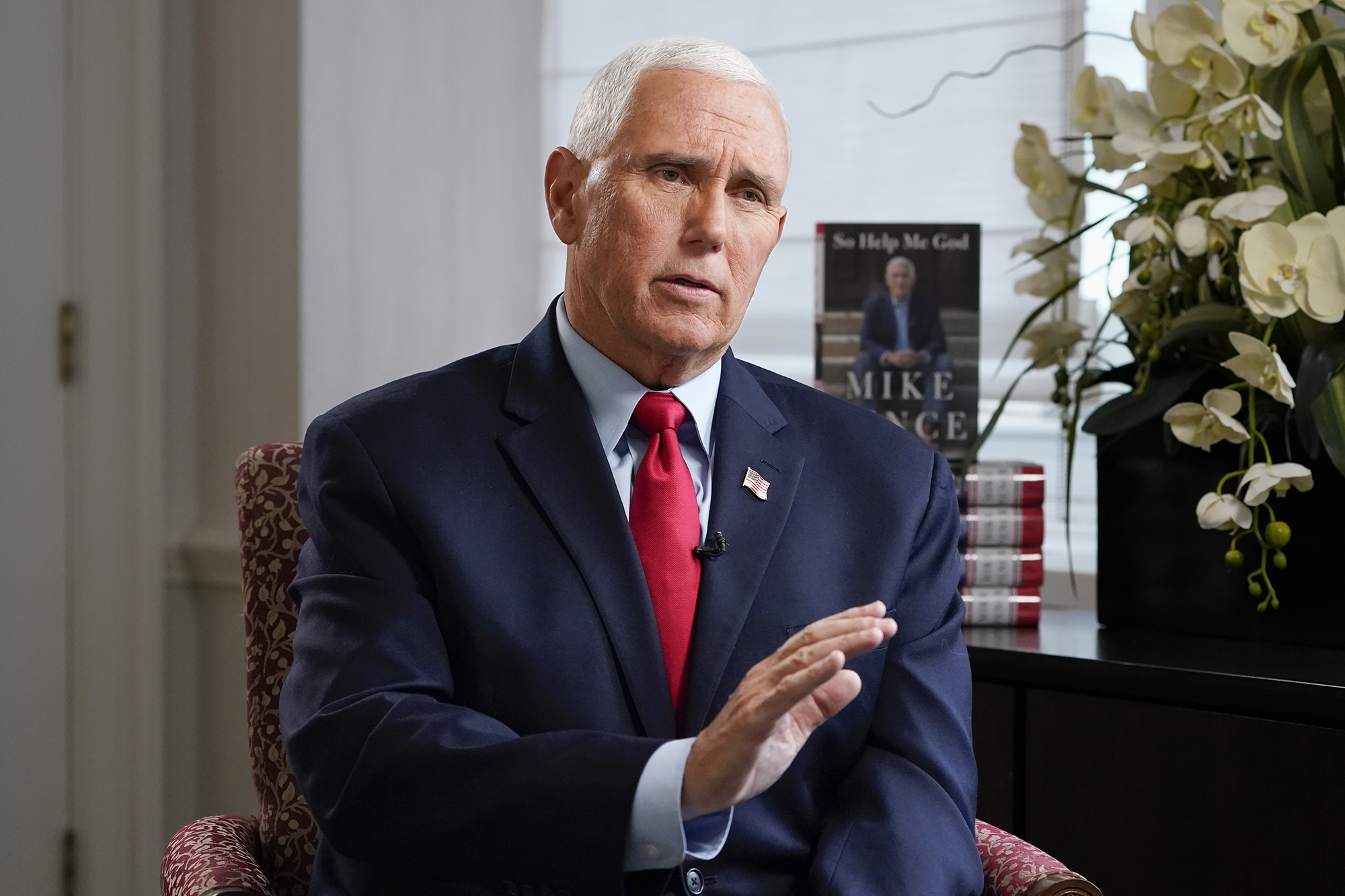 PHOTO: Former Vice President Mike Pence sits for an interview in New York, Nov. 16, 2022.
