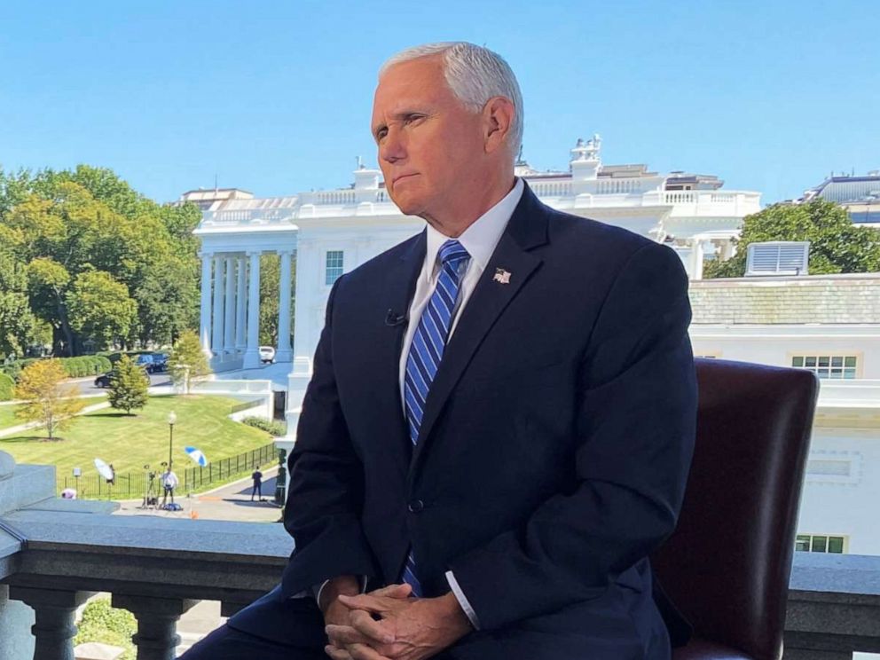PHOTO: ABC News Correspondent Linsey Davis speaks with Vice President Mike Pence in Washington, Sept. 23, 2020.