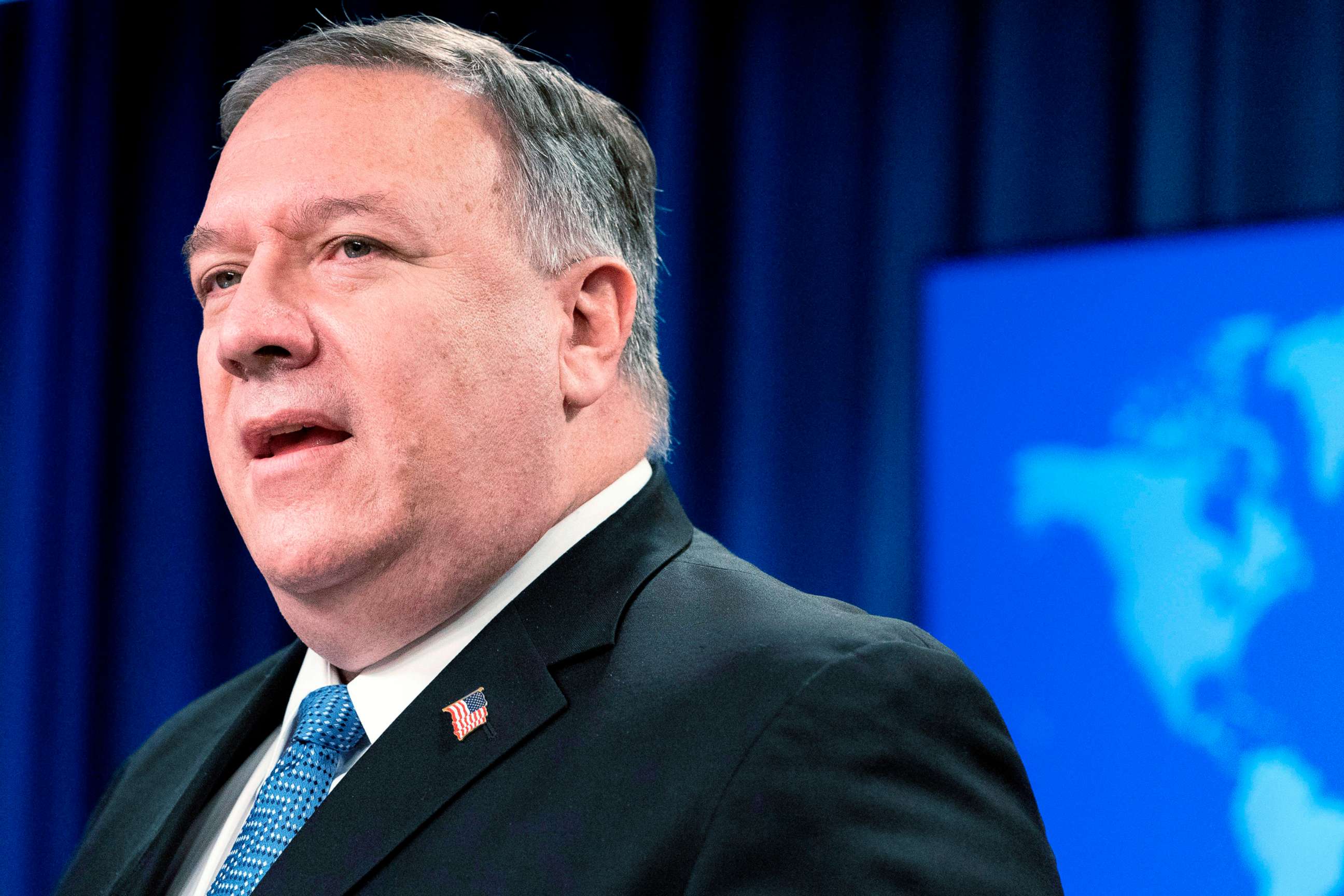 PHOTO: Secretary of State Mike Pompeo speaks during a media briefing, Nov. 10, 2020, at the State Department in Washington, D.C.
