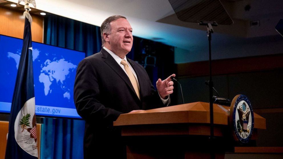 PHOTO: Secretary of State Mike Pompeo speaks at a news conference at the State Department in Washington, Nov. 18, 2019.