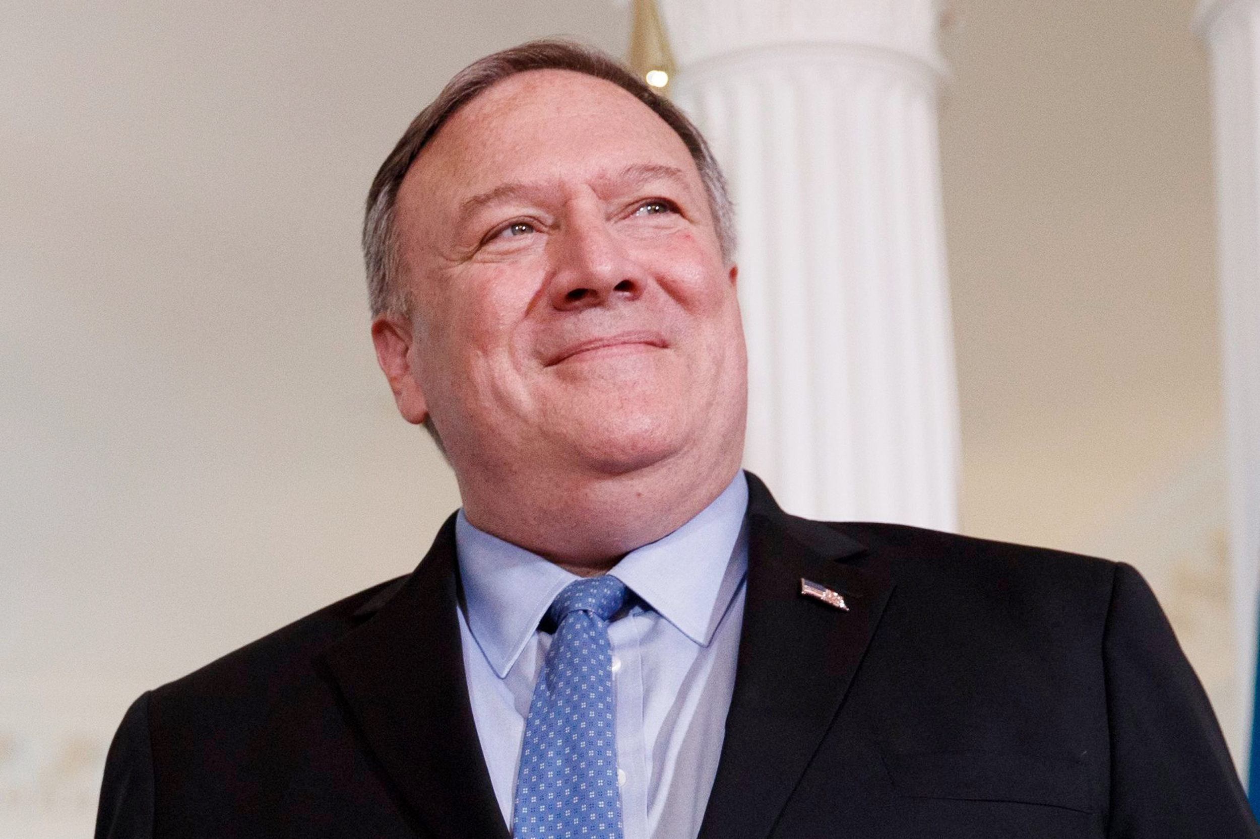 PHOTO: U.S. Secretary of State Mike Pompeo greets Kazakh Foreign Minister Beibut Atamkulov  prior to a meeting at the U.S. State Department in Washington, D.C., July, 02, 2019.