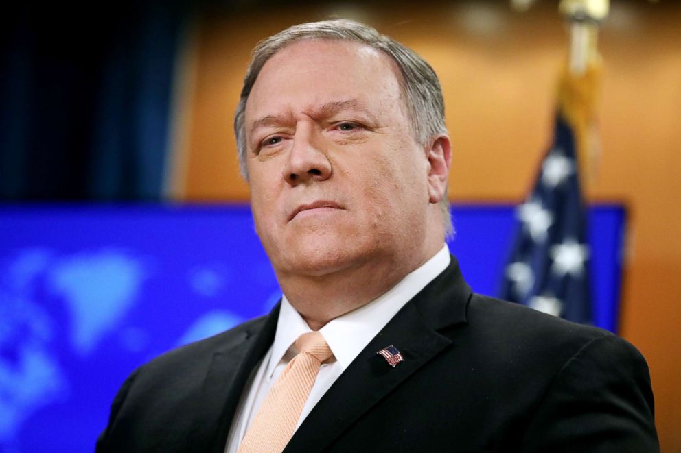 PHOTO: Secretary of State Mike Pompeo holds a news conference to talk about the dire economic and political situation in Venezuela at the State Department headquarters, March 11, 2019, in Washington, DC.