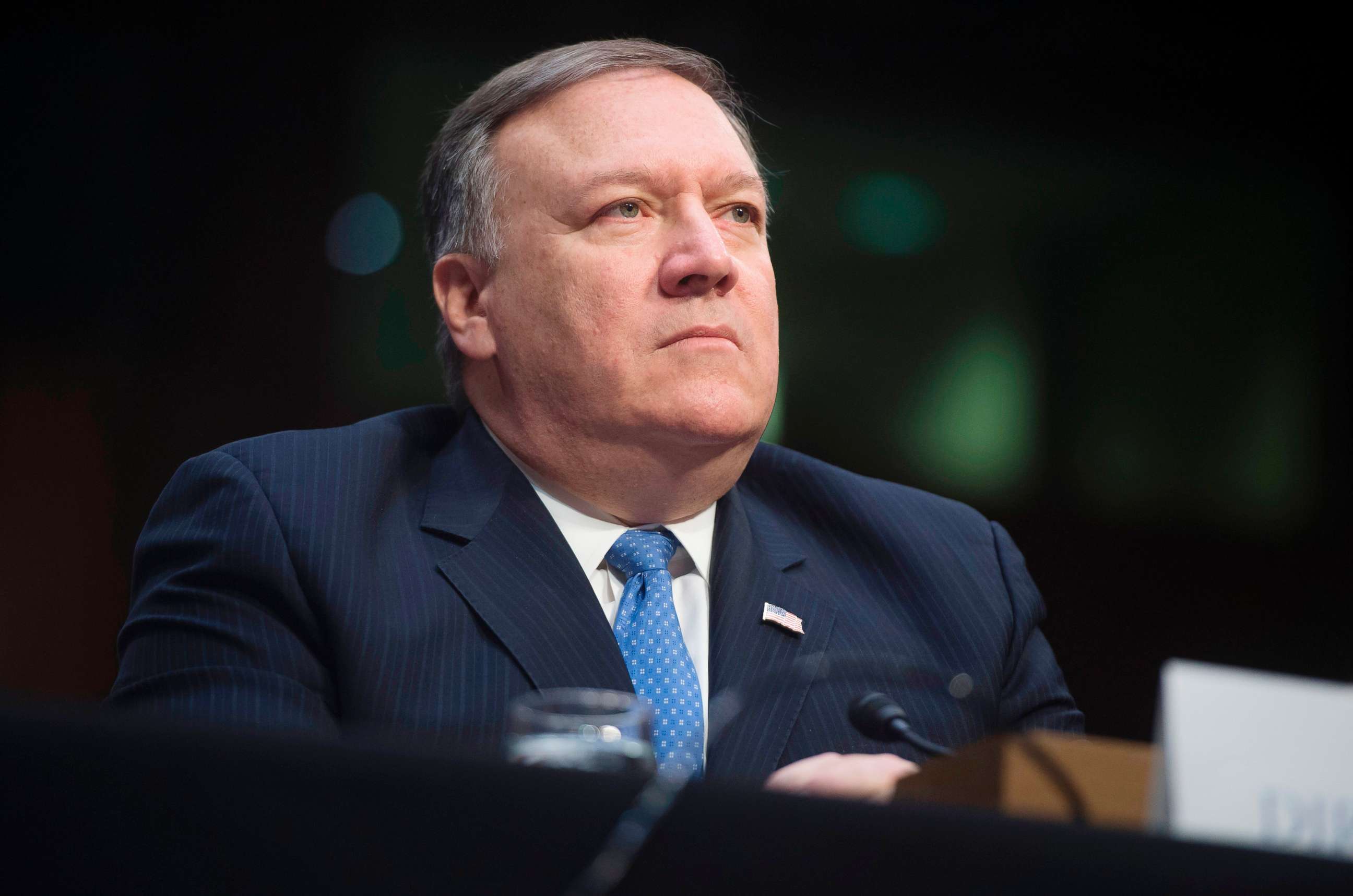 PHOTO: CIA Director Mike Pompeo testifies on worldwide threats during a Senate Intelligence Committee hearing on Capitol Hill on Feb. 13, 2018.