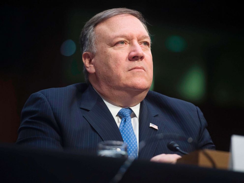 PHOTO: CIA Director Mike Pompeo testifies on worldwide threats during a Senate Intelligence Committee hearing on Capitol Hill on Feb. 13, 2018.