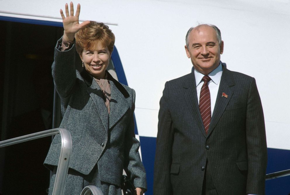 PHOTO: Mikhail Gorbatchev and his wife are shown in Paris, on Oct. 26, 1985.
