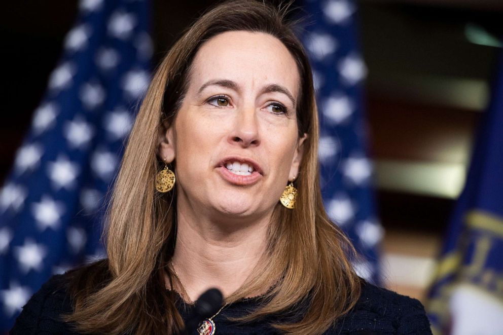 PHOTO: Rep. Mikie Sherrill conducts a news conference with members of the New Democrat Coalition on their 2020 agenda in the Capitol Visitor Center, Feb. 28, 2020.
