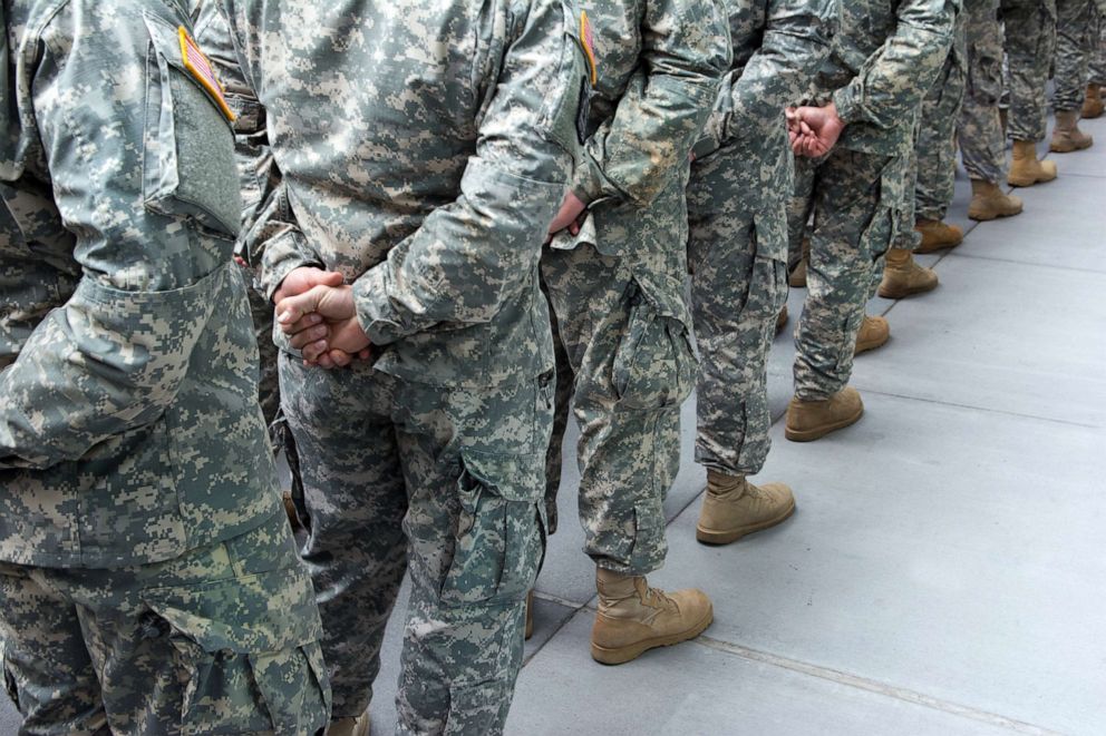 PHOTO: Soldiers lining up for the annual New York City Veterans Day Parade.