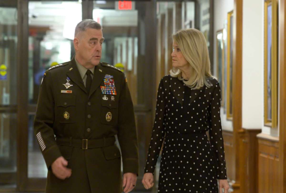 PHOTO: Chairman of the Joint Chiefs of Staff Gen. Mark Milley and "This Week" Co-anchor Martha Raddatz during their interview on "This Week."