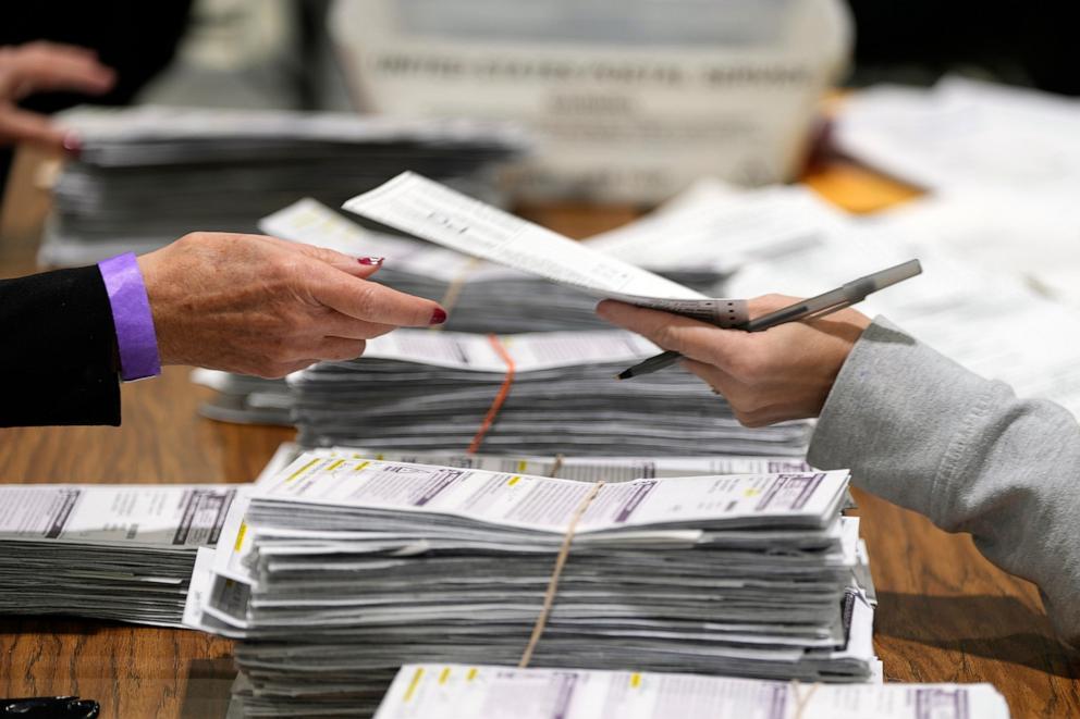 PHOTO: Election workers process ballots for the 2024 General Election, on Nov. 5, 2024, in Milwaukee. 