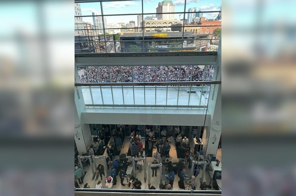 PHOTO: The crowd at the Harris-Walz rally in Milwaukee, Wisconsin, Aug. 20, 2024.