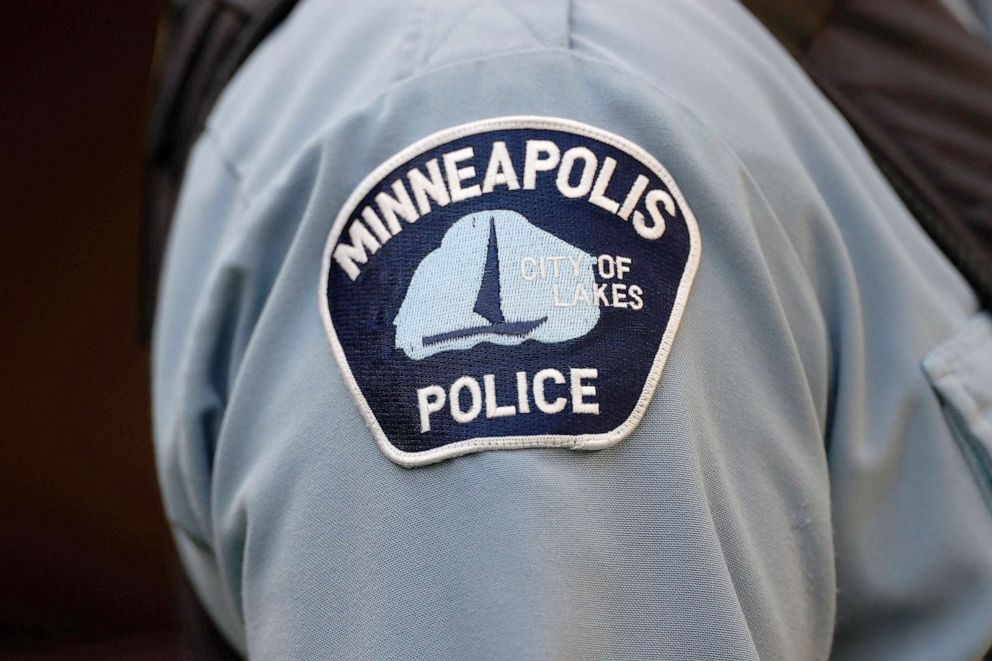 PHOTO: The Minneapolis Police logo patch is on the sleeve of an officer, Jan. 15, 2023, in Minneapolis.