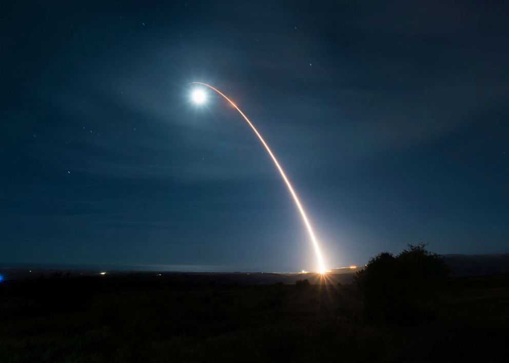 PHOTO: An unarmed Minuteman III intercontinental ballistic missile launches during a developmental test at 12:33 a.m. Pacific Time Wednesday, Feb. 5, 2020, at Vandenberg Air Force Base, Calif.