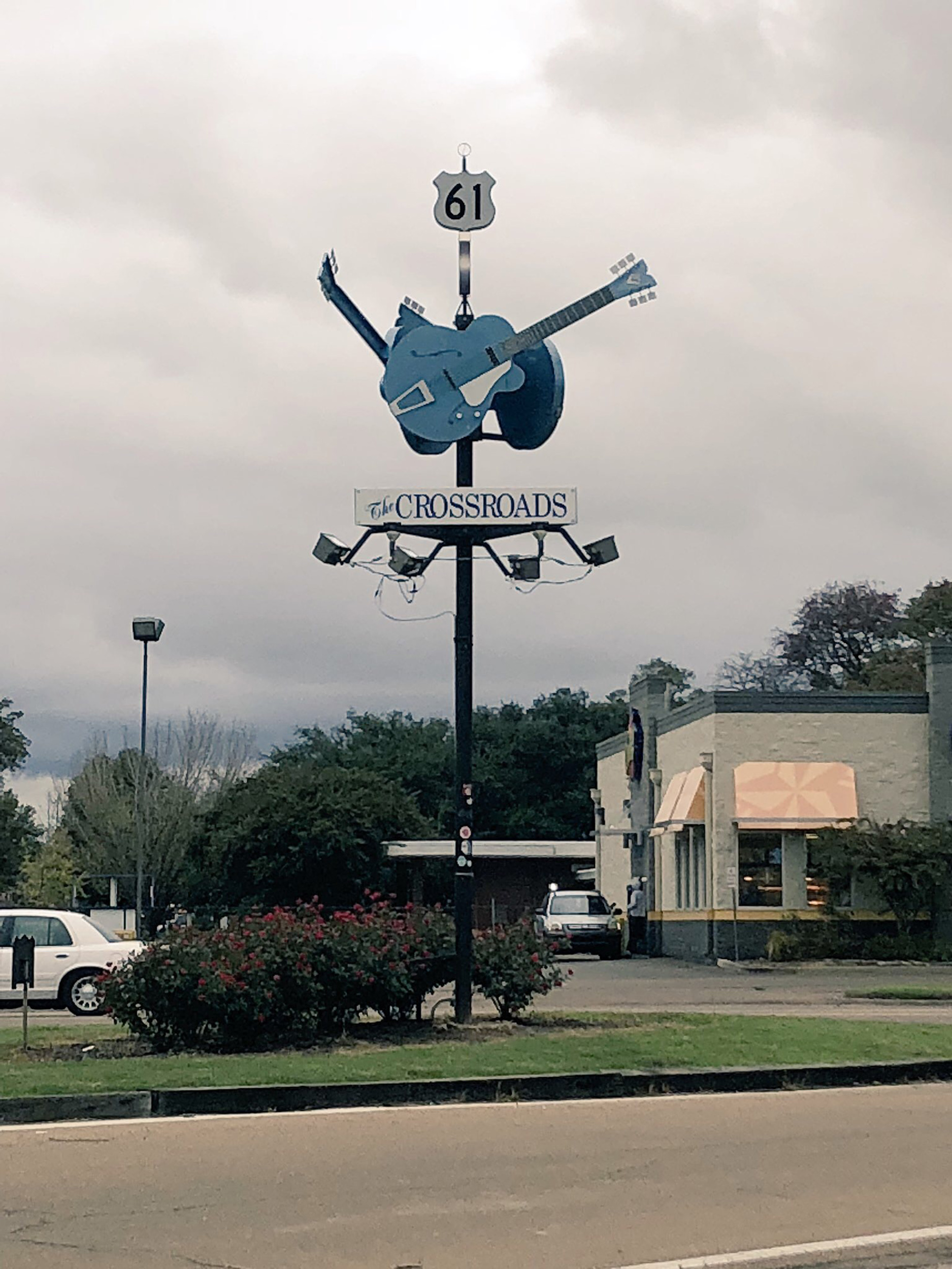 PHOTO: A sign marks the legendary crossroads at the intersection of Highway 61 and 49 in Clarksdale, Miss., Oct. 26, 2018.