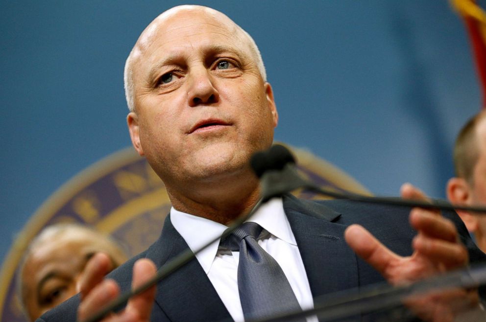 PHOTO: New Orleans Mayor Mitch Landrieu speaks during a news conference as Tropical Storm Nate approaches the U.S. Gulf Coast in New Orleans, Oct. 6, 2017.