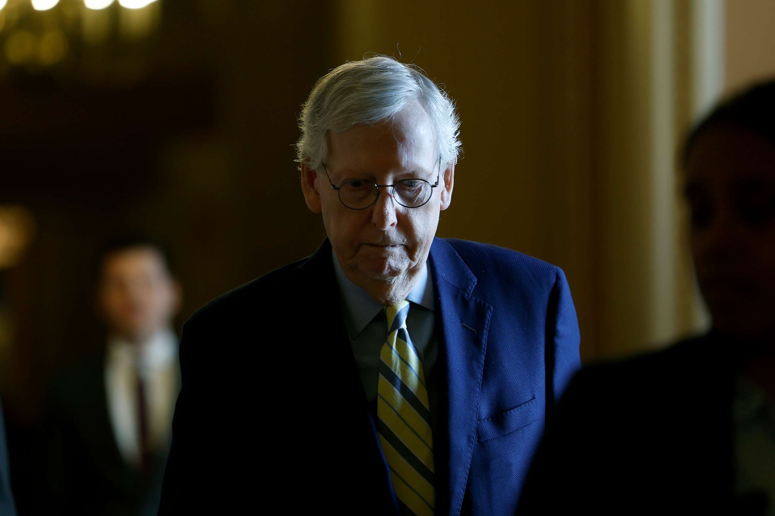 PHOTO: Senate Minority Leader Mitch McConnell walks to the Senate Chambers at the U.S. Capitol Building, April 17, 2023, in Washington.
