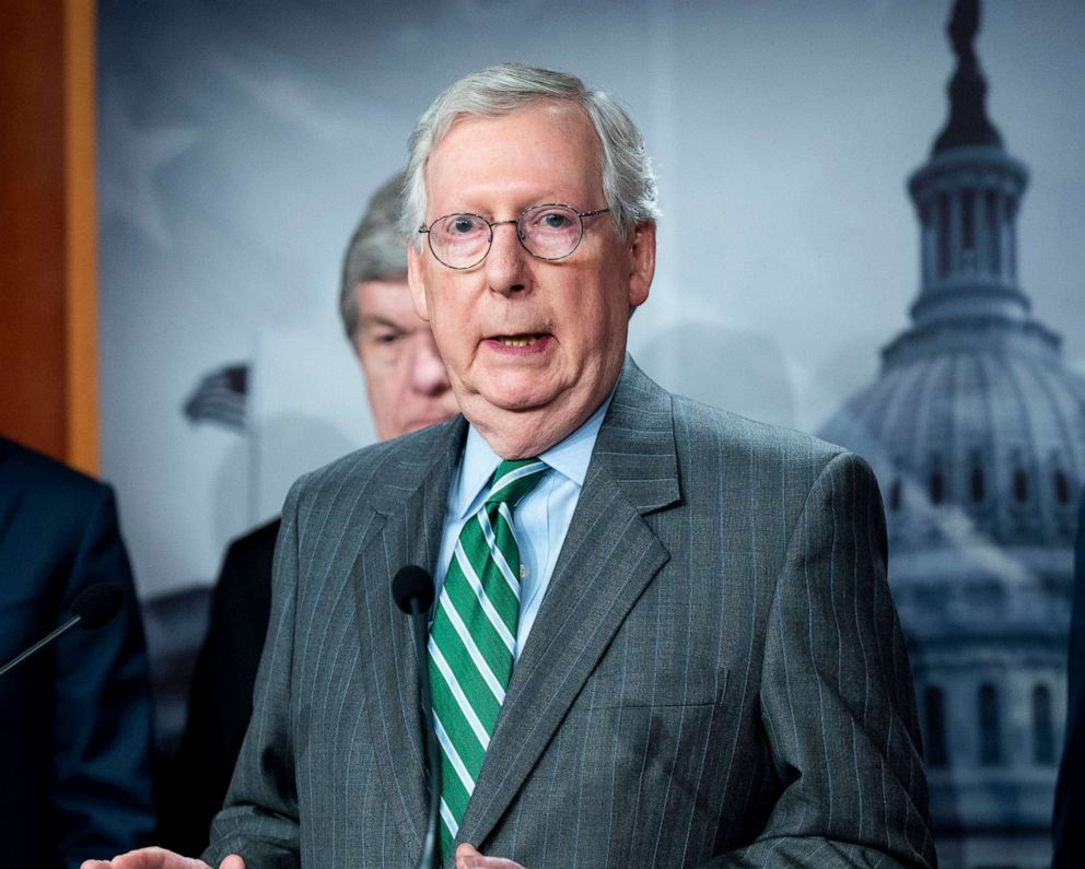 PHOTO: Senate Minority Leader Mitch McConnell speaking at a press conference about S.1, the For The People Act, June 17, 2021, in Washington, D.C.