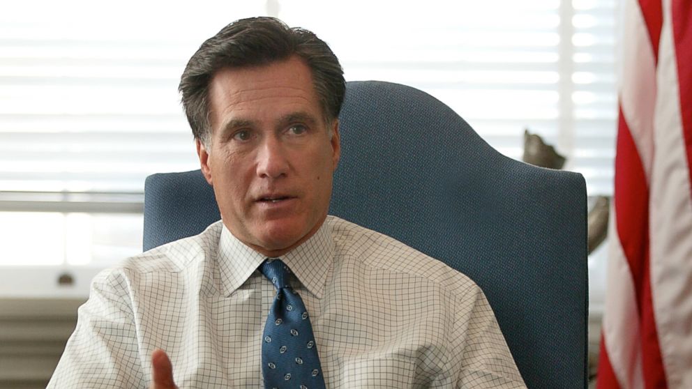 PHOTO: Gov. Mitt Romney has a year-end interview in his office with Globe reporters, Dec. 16, 2003 in Boston.