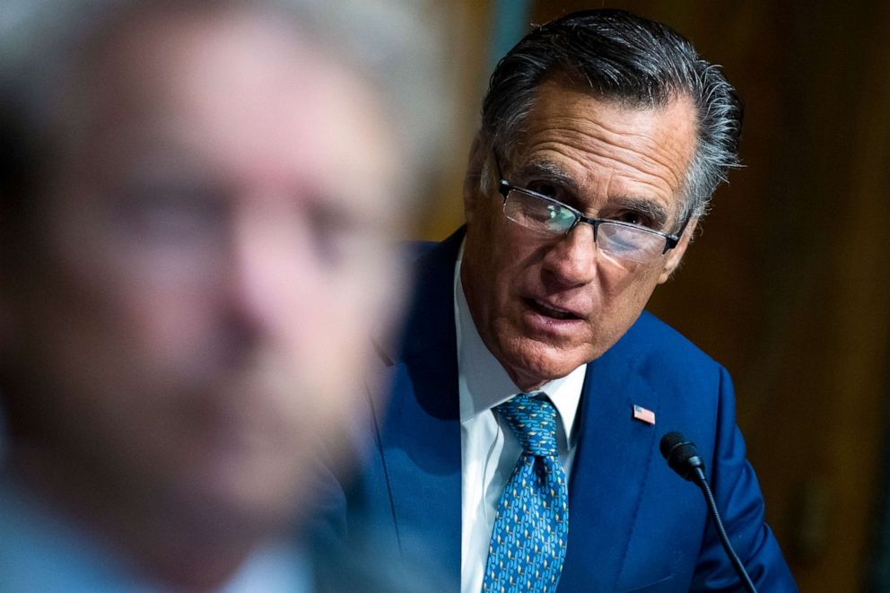 PHOTO: Sen. Mitt Romney attends a Senate Foreign Relations Committee hearing in Washington, Aug. 4, 2020.