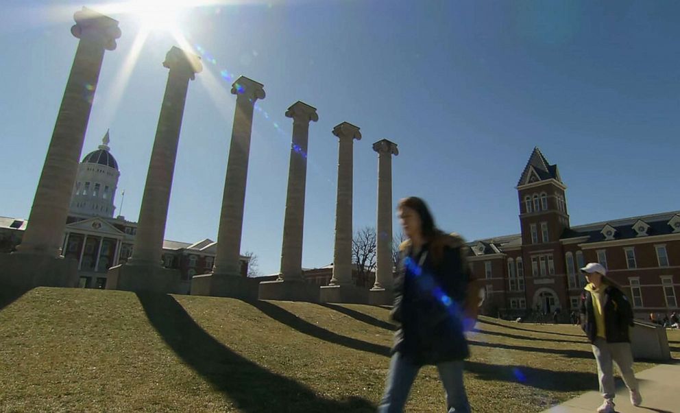 PHOTO: Students on the University of Missouri campus.