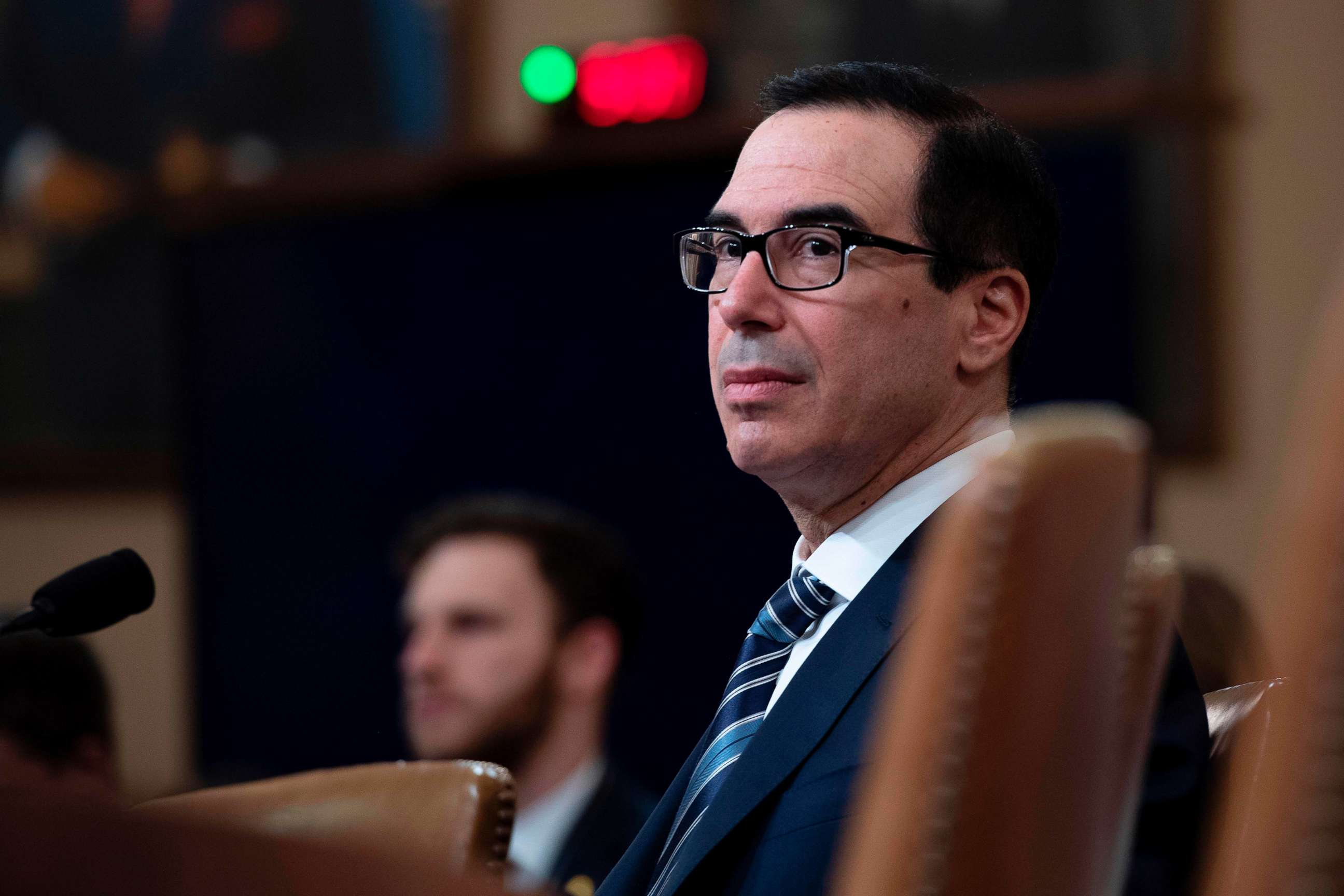 PHOTO: Treasury Secretary Steven Mnuchin prepares to testify on "The President's FY2020 Budget Proposal"  before the House Ways and Means Committee on Capitol Hill in Washington, D.C, March 14, 2019. 