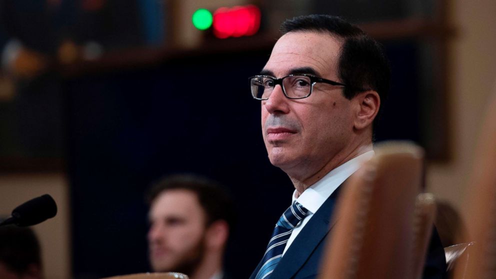 PHOTO: Treasury Secretary Steven Mnuchin prepares to testify on "The President's FY2020 Budget Proposal"  before the House Ways and Means Committee on Capitol Hill in Washington, D.C, March 14, 2019. 