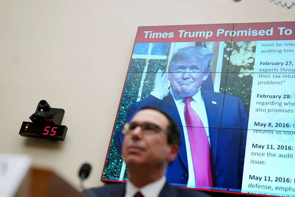 PHOTO: Treasury Secretary Steven Mnuchin testifies before a House Financial Services Committee hearing on the "State of the International Financial System" on Capitol Hill in Washington, April 9, 2019.