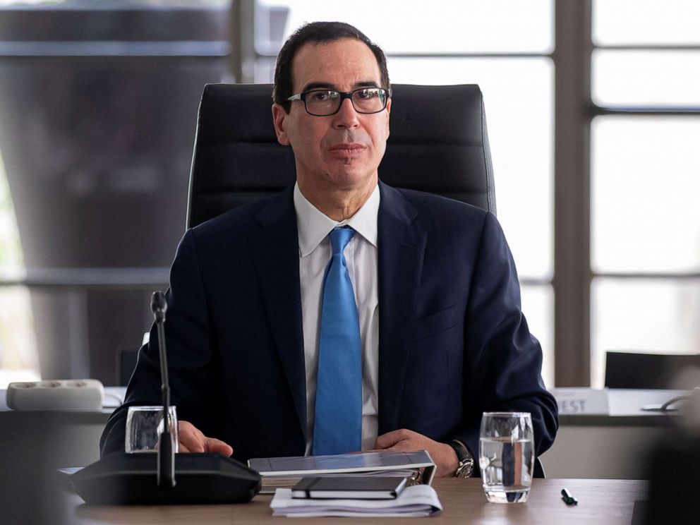 PHOTO: Treasury Secretary Steven Mnuchin attends a working session during the G7 finance ministers and central bank governors meeting in Chantilly, near Paris, France, July 17, 2019.