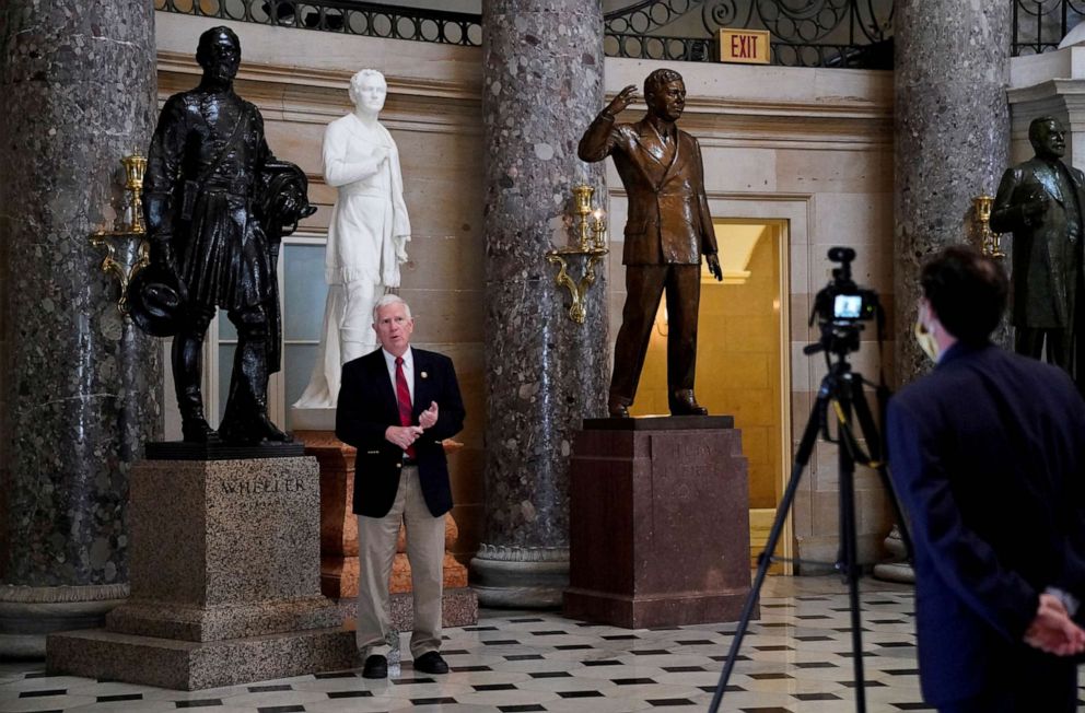 PHOTO: Representative Mo Brooks makes a videotaped speech in the U.S. Capitol in Washington, D.C., July 23, 2020.