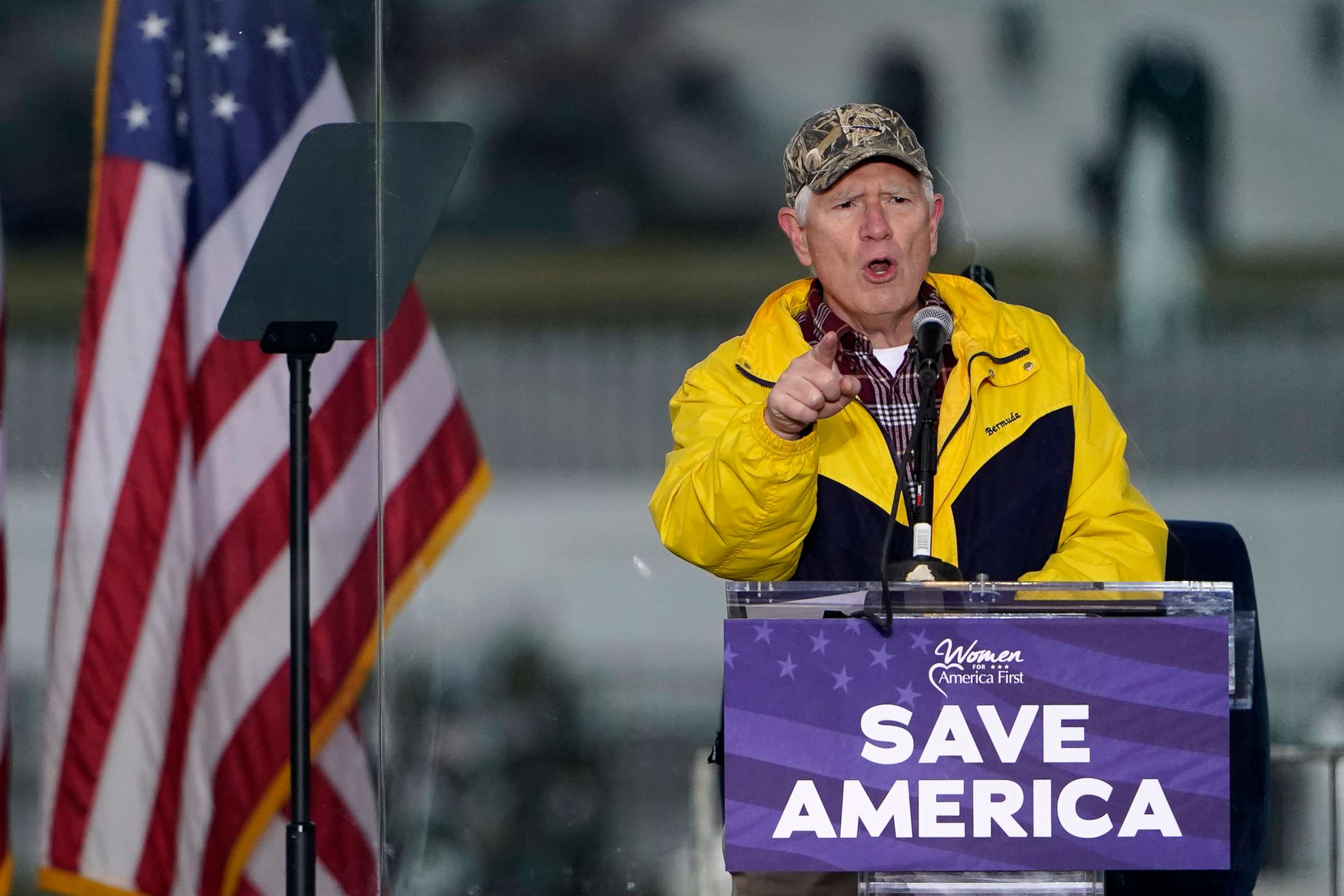 PHOTO: Rep. Mo Brooks speaks at a "Save America Rally" in support of President Donald Trump, in Washington, D.C., Jan 6, 2021. 