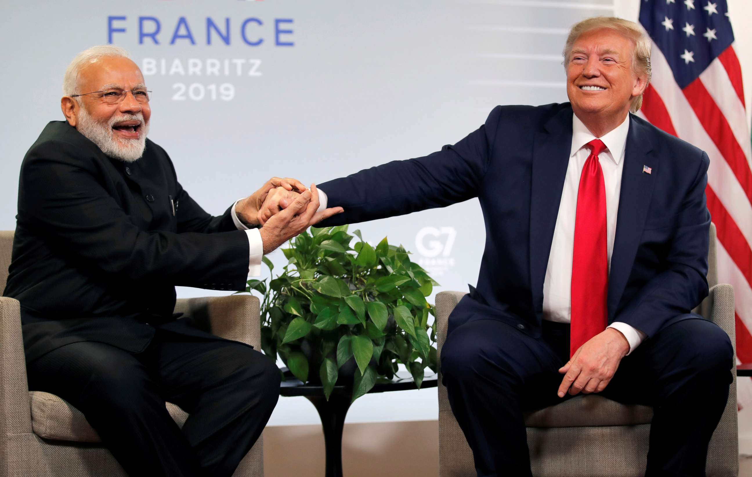 PHOTO: President Donald Trump meets Indian Prime Minister Narendra Modi for bilateral talks during the G7 summit in Biarritz, France, Aug. 26, 2019.