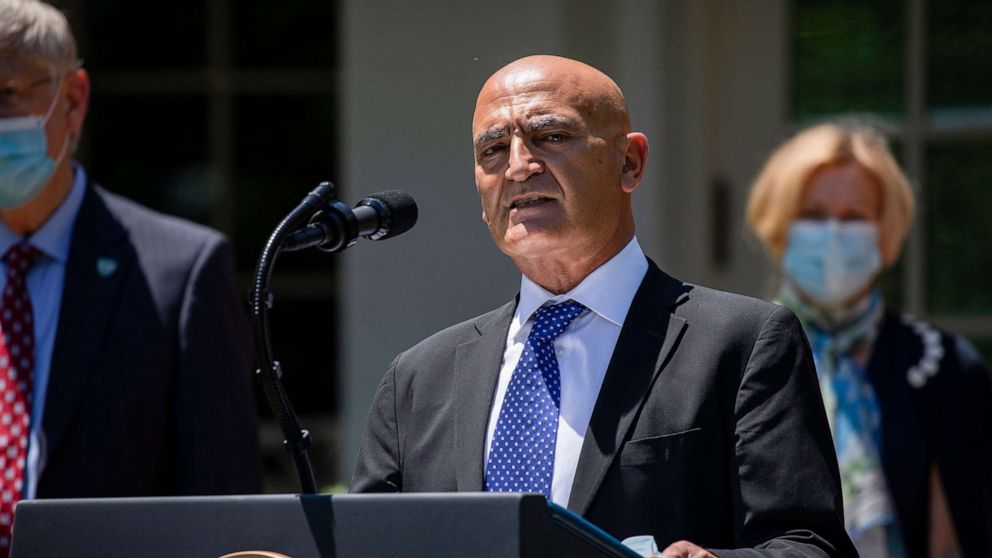 PHOTO: Moncef Slaoui, a former pharmaceutical executive, speaks after President Donald Trump announced his appointment to lead the development of a vaccine for COVID-19, at the White House in Washington, May 15, 2020.